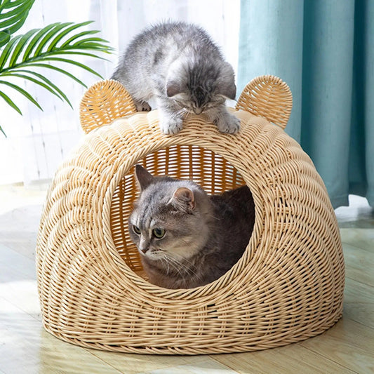 Katzenhöhle Rattan Katzenbett Katze TRENDMOPS WOODYCAVE