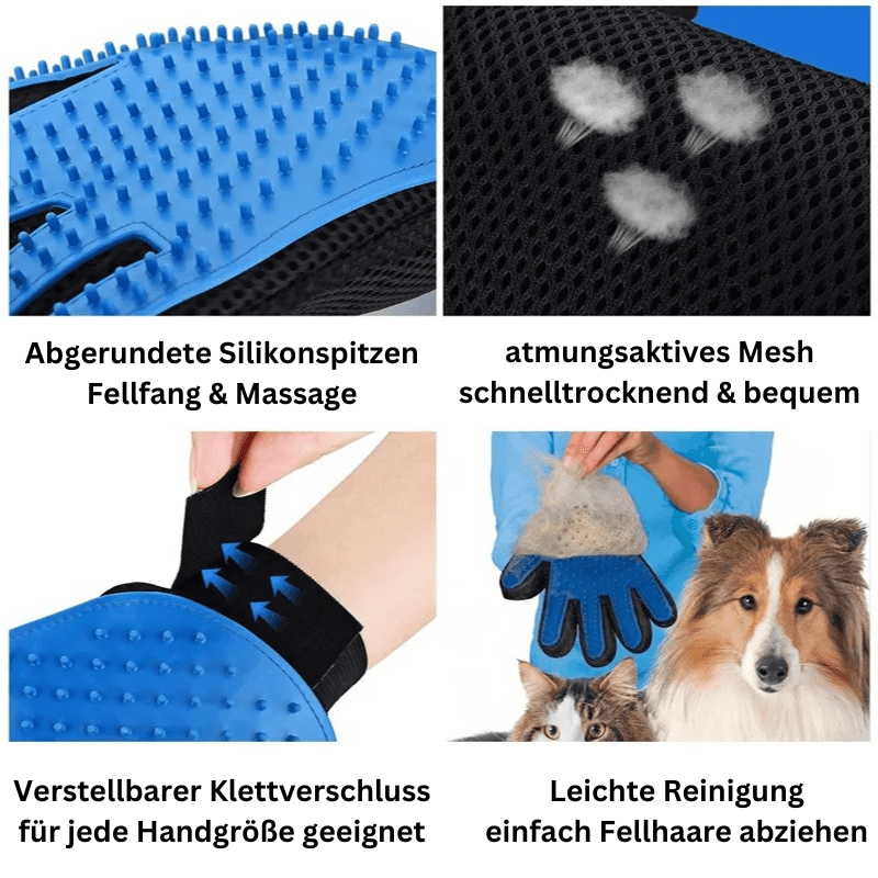Fell-Handschuh Bürste Fellpflege Hunde Katzen TRENDMOPS FELLFINO - Trendmops