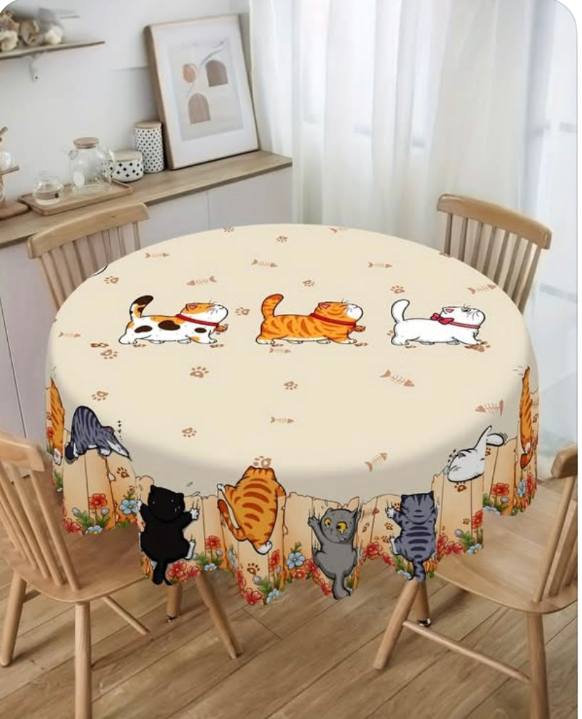 Katzentischdecke Tischdecke Katze rund eckig wasserfest TRENDMOPS DINERCAT