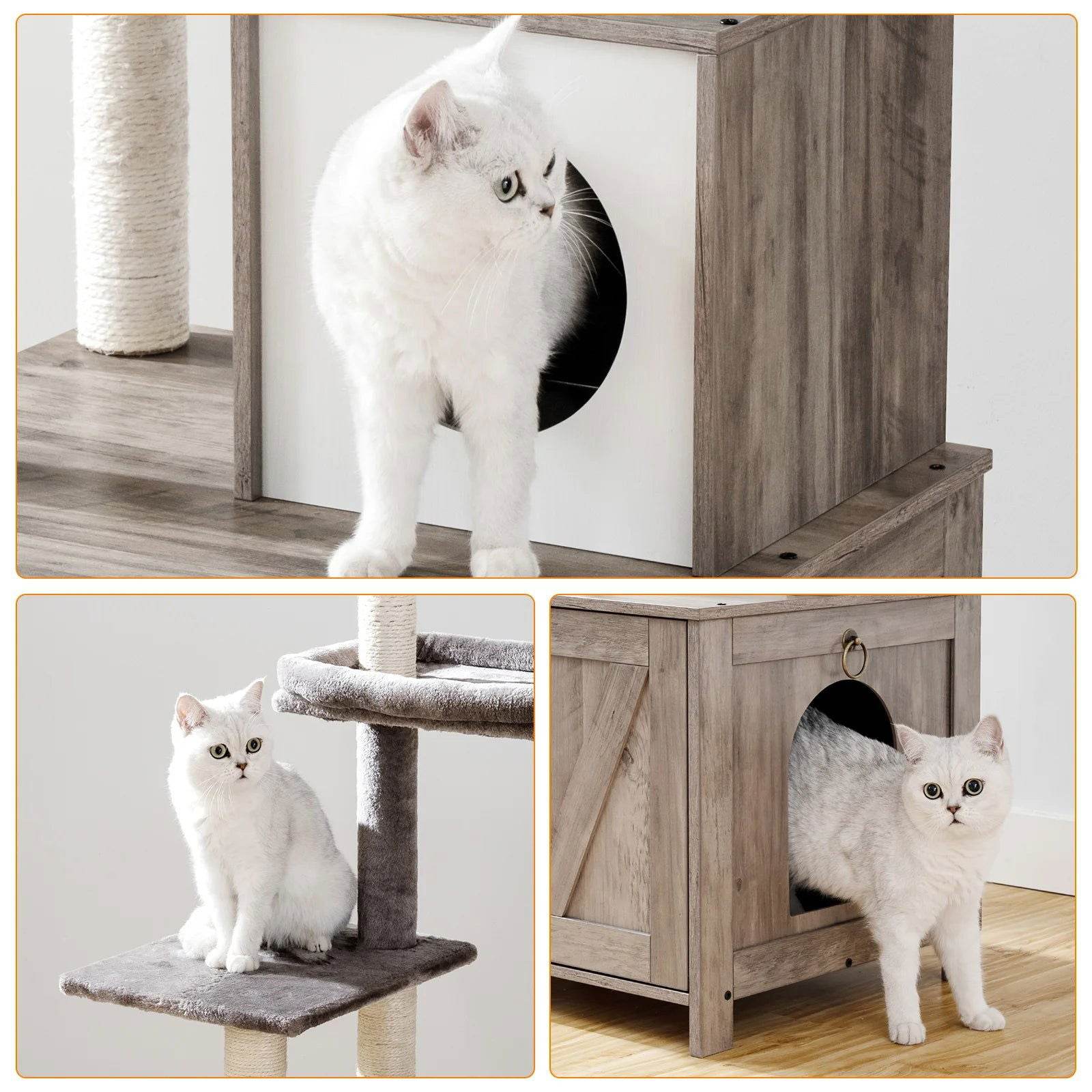 Katzenmöbel Katzenbaum Kratzbaum Schrank Katzenklo Holz 150cm TRENDMOPS WOODYJOY - Trendmops