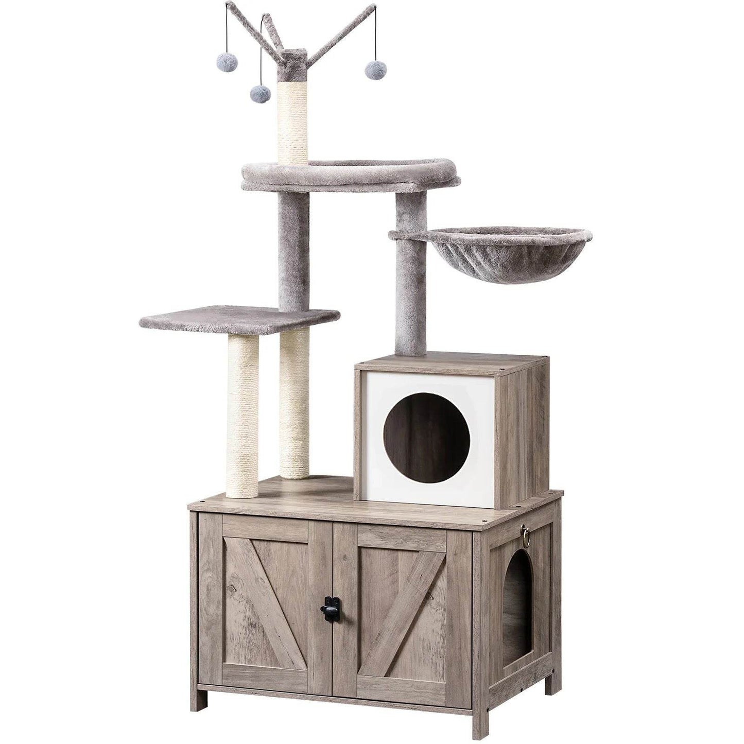 Katzenmöbel Katzenbaum Kratzbaum Schrank Katzenklo Holz 150cm TRENDMOPS WOODYJOY - Trendmops