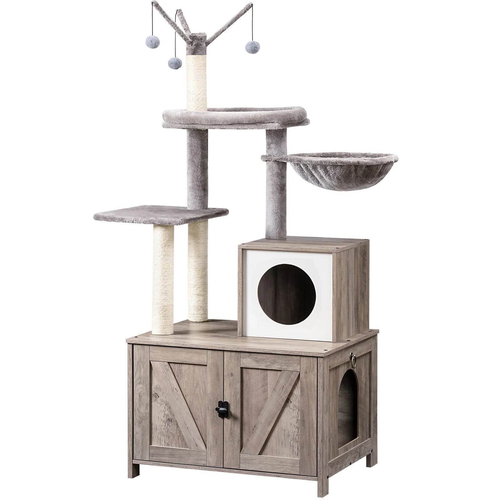 Katzenmöbel Katzenbaum Kratzbaum Schrank Katzenklo Holz 150cm TRENDMOPS WOODYJOY - Trendmops