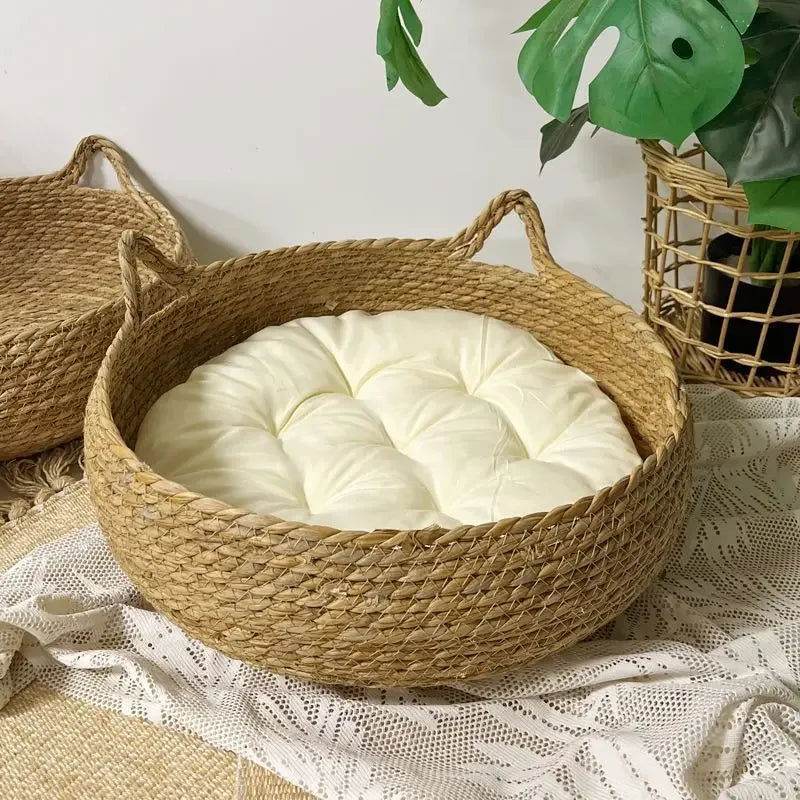 Katzenbett geflochten Korb rund Rattan Katze TRENDMOPS INAMORA - Trendmops