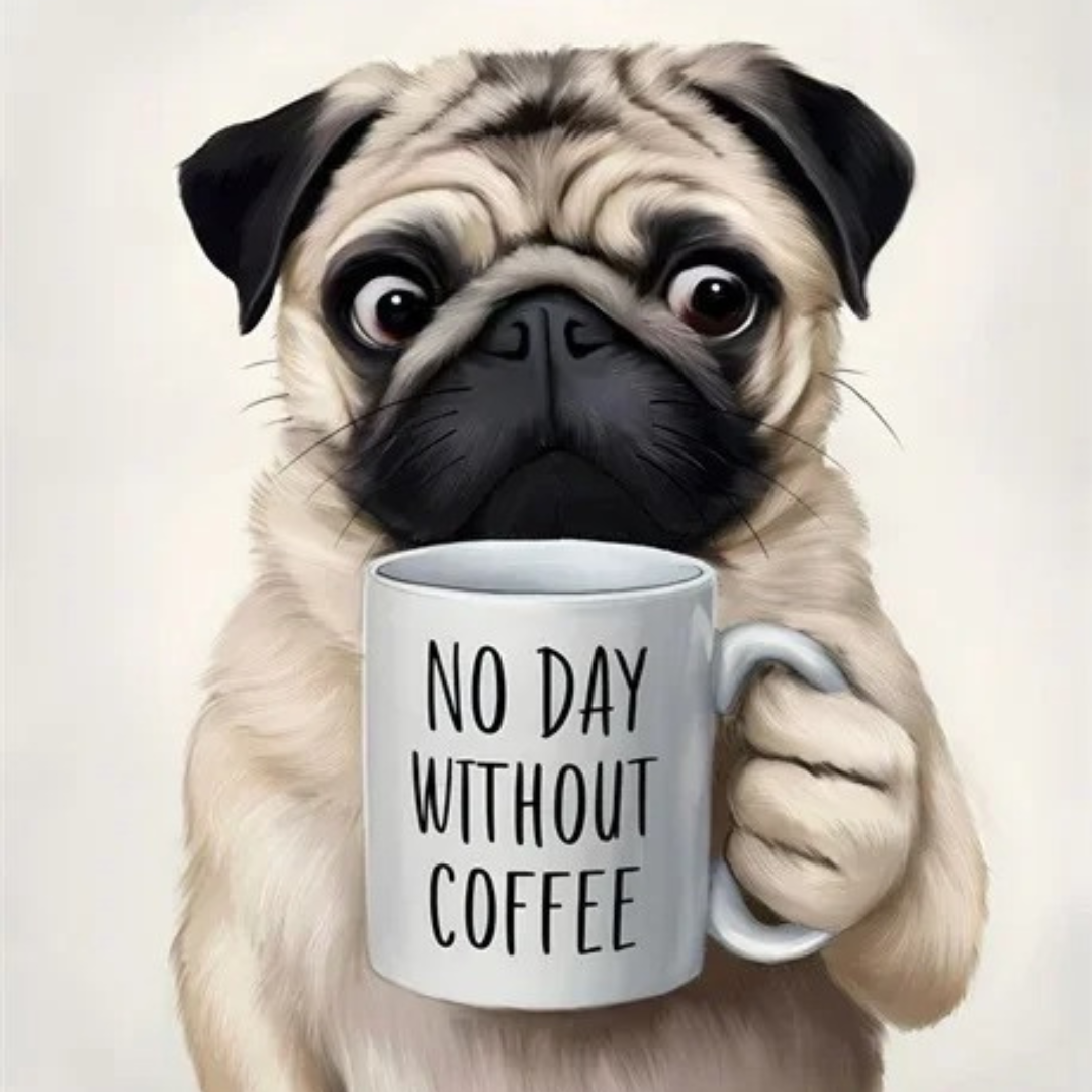 Mops Bild Kunstdruck Leinwand Kaffee Küche TRENDMOPS COFFEEPUG