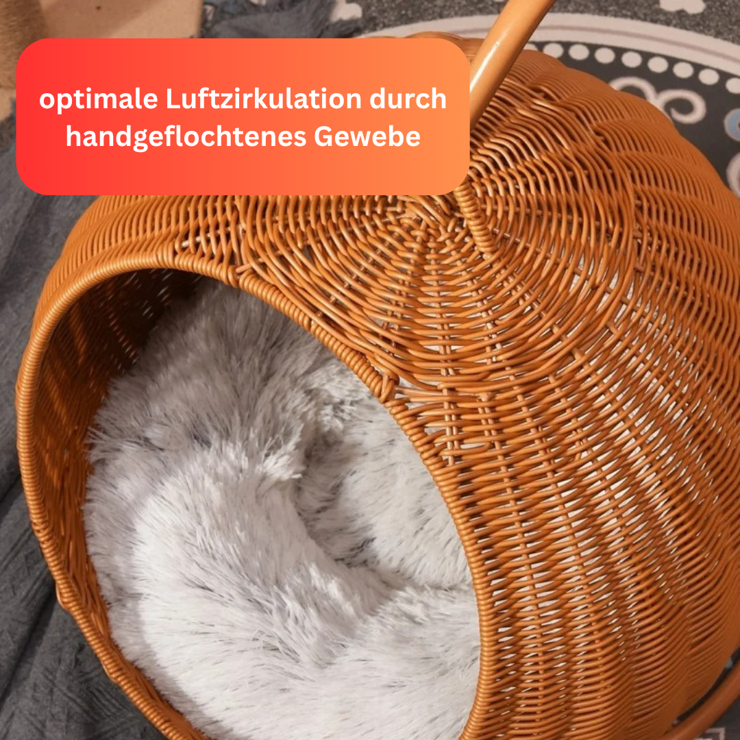 Hängendes Katzenbett Kugel Rattan Katze TRENDMOPS CATLOUNGE