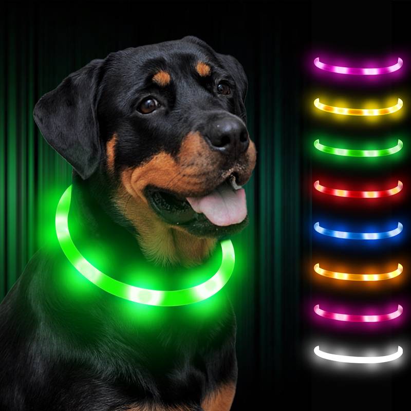 TRENDMOPS LEUCHTPFOTE - LED-Hundehalsband für sicheres nächtliches Gassigehen: Individuell zuschneidbar, per USB aufladbar – für maximale Sichtbarkeit und Sicherheit im Dunkeln!