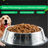 TRENDMOPS NAPFPFÖTCHEN - Edelstahl Fressnapf für Hunde und Katzen: Rutschfest mit niedlichem Pfotendesign