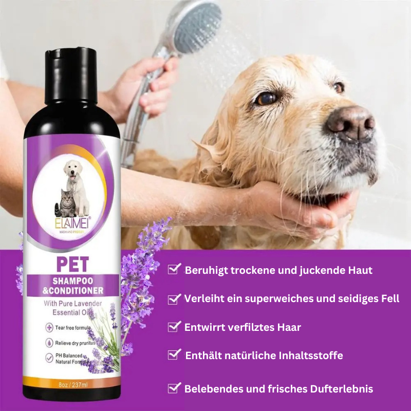 TRENDMOPS SCHAUMINA - 237ml Haustiershampoo: 2in1 Shampoo & Spülung für Hunde und Katzen mit lang anhaltendem Duft, entfernt Milben, Schmutz, und macht das Fell weich.