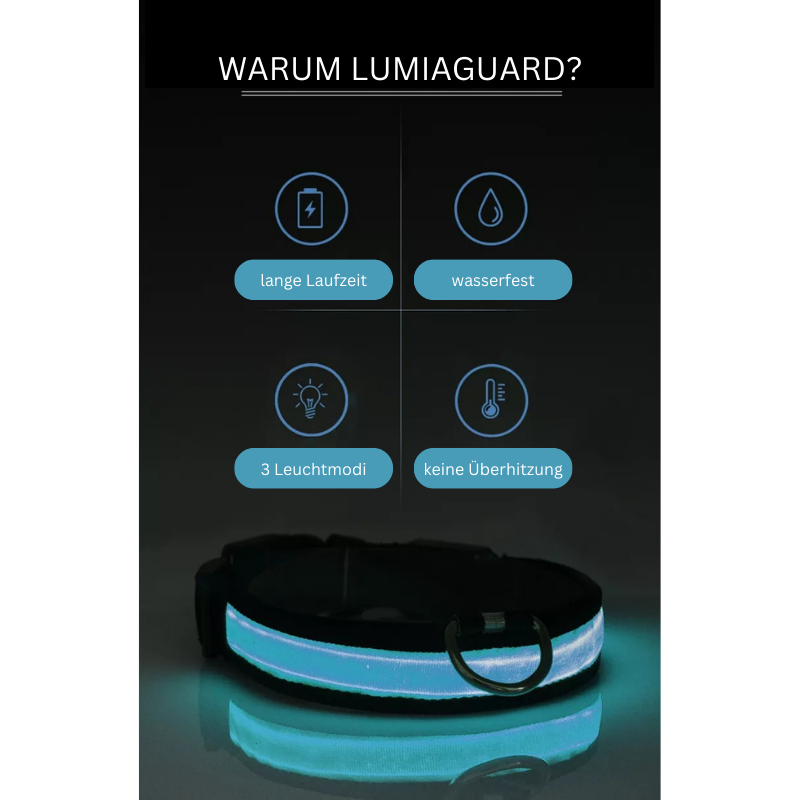 TRENDMOPS LUMIAGUARD - Hundehalsband mit Blinkfunktion für maximale Sicherheit in der Nacht. USB oder Batterie