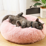 TRENDMOPS FLUFFYISLAND - Rundes Katzenbett aus Plüsch Donut-Design