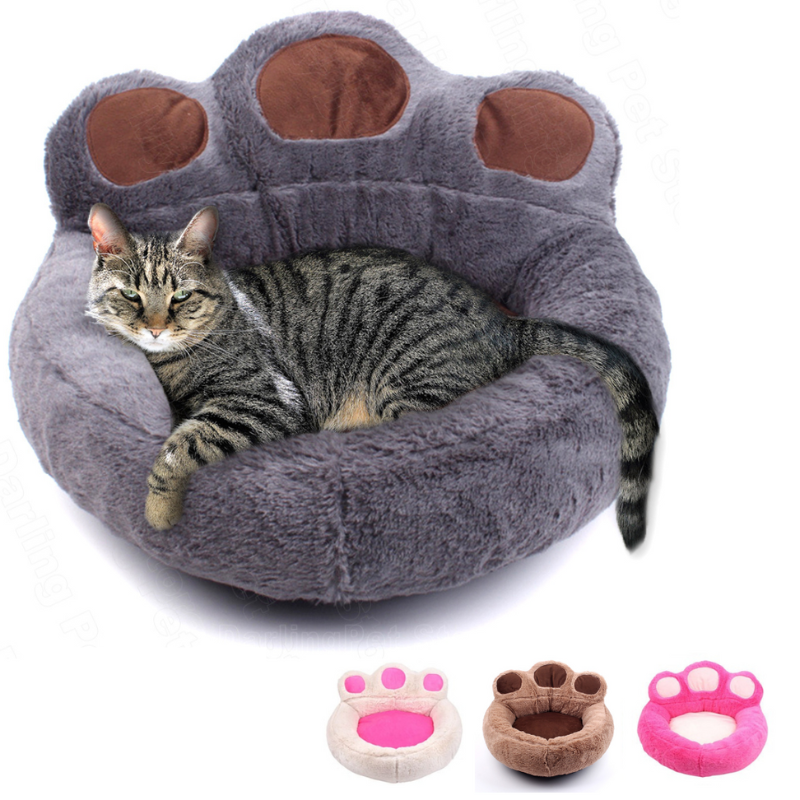 TRENDMOPS KUSCHELTATZE - Kuscheliges Katzenbett im Tatzendesign: Runder Schlafplatz aus Plüsch für höchsten Komfort und süße Träume!