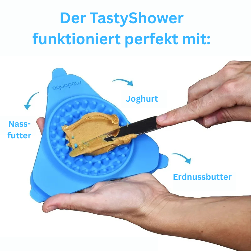 Leckpad Hund Dusche Silikon Beruhigung Ablenkung TRENDMOPS TASTYSHOWER