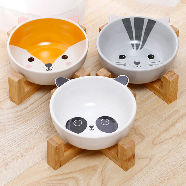 Fressnapf Keramik Katze Fuchs Panda Holz TRENDMOPS SNACKYBOWL - Trendmops