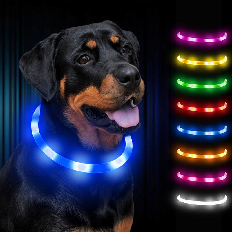 Hundehalsband LED leuchtend zuschneidbar USB TRENDMOPS LEUCHTPFOTE - Trendmops