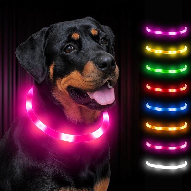 Hundehalsband LED leuchtend zuschneidbar USB TRENDMOPS LEUCHTPFOTE - Trendmops