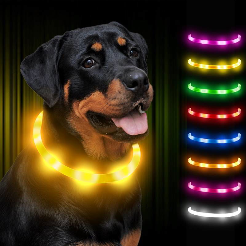 Hundehalsband LED leuchtend zuschneidbar USB TRENDMOPS LEUCHTPFOTE - Trendmops