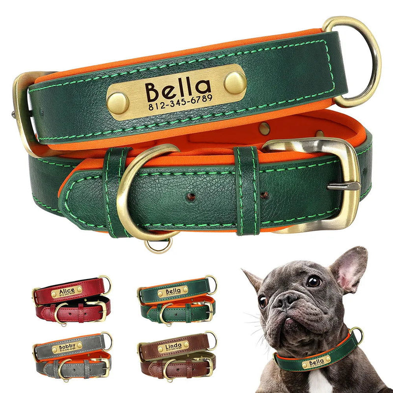 Hundehalsband Leder personalisiert Name TRENDMOPS MANDIAGO - Trendmops