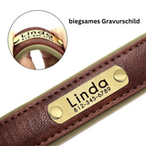 Hundehalsband Leder personalisiert Name TRENDMOPS MANDIAGO - Trendmops