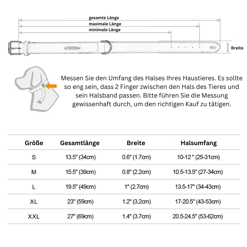 Hundehalsband personalisiert Leder Namen TRENDMOPS BELLANIA - Trendmops