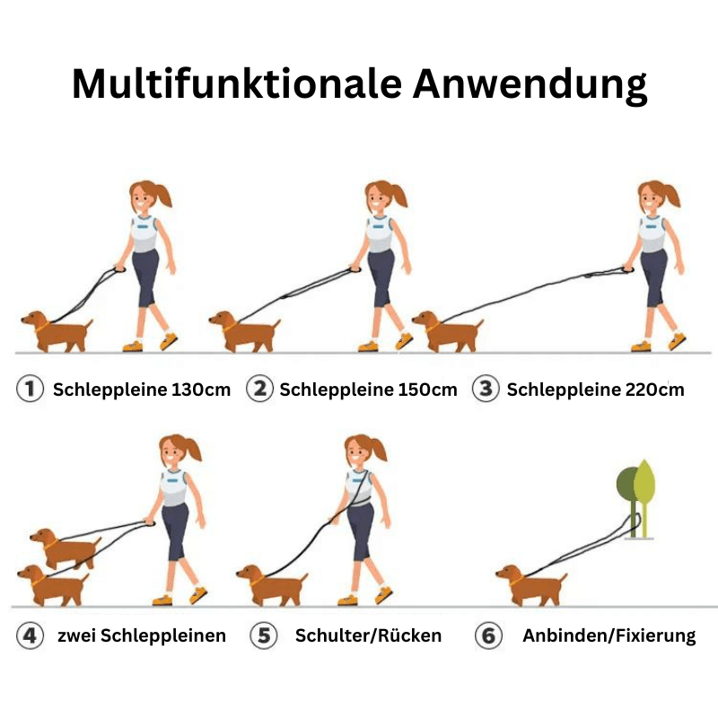 Freihandleine Hundeleine Nylon freihändig TRENDMOPS GASSIWALKER - Trendmops