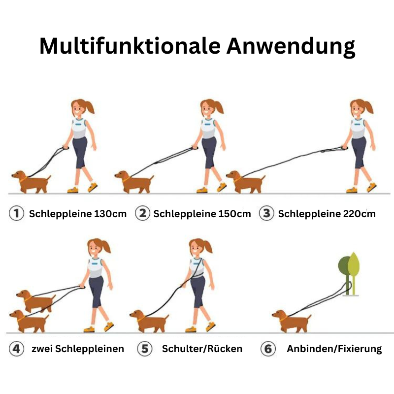 Hundeleine Freihandleine Nylon freihändig TRENDMOPS GASSIWALKER - Trendmops