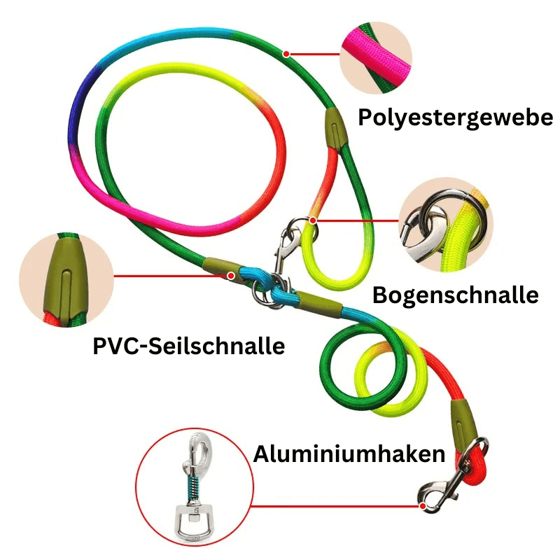 Freihandleine Hundeleine Nylon freihändig TRENDMOPS GASSIWALKER - Trendmops