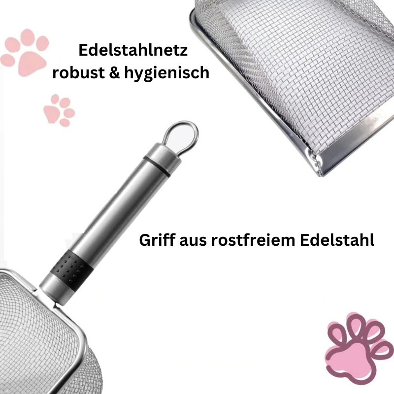 Katzenstreu-Schaufel Edelstahl Katzenklo TRENDMOPS MANOCLEVER - Trendmops