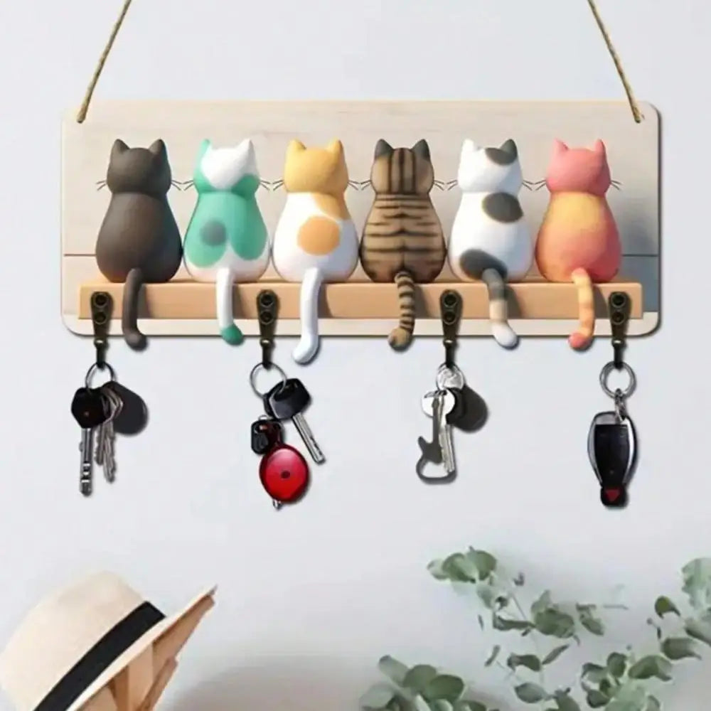 Schlüsselbrett Schlüsselhalter Katze Bambus TRENDMOPS KITTYKEYS