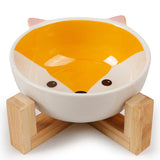 SNACKYBOWL - Futternapf für Katzen, aus Keramik mit dekorativem Holzfuß