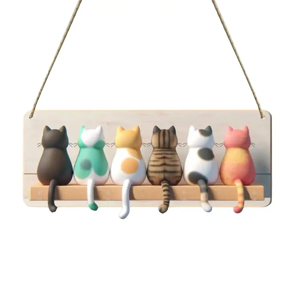 Schlüsselbrett Schlüsselhalter Katze Bambus TRENDMOPS KITTYKEYS