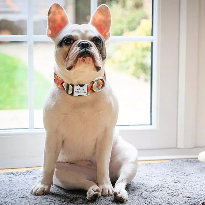 TRENDMOPS TRENDARINO - Personalisiertes Hundehalsband aus Nylon mit gravierter Namensschnalle