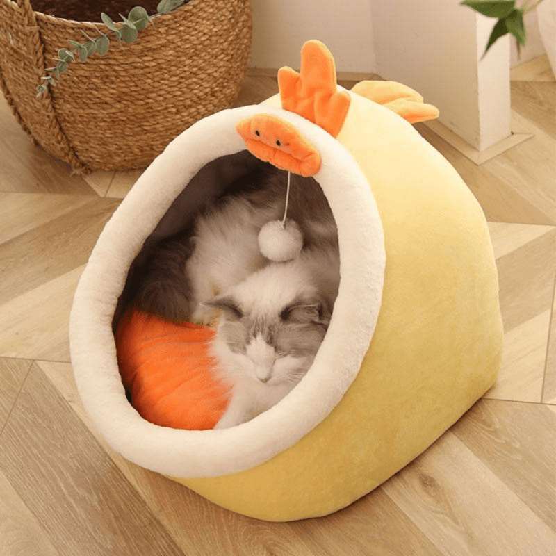 Trendmops CuddleCat - kuscheliges Katzenbett mit Spielzeug-Hängekugel